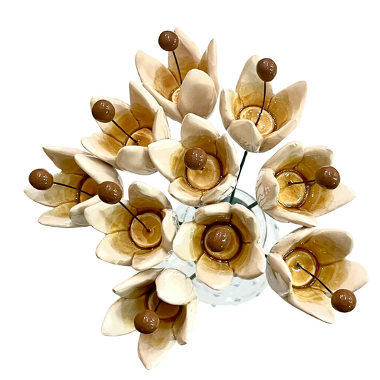 Handmade Ceramic Tulip Flower - White - Arbory Rose
