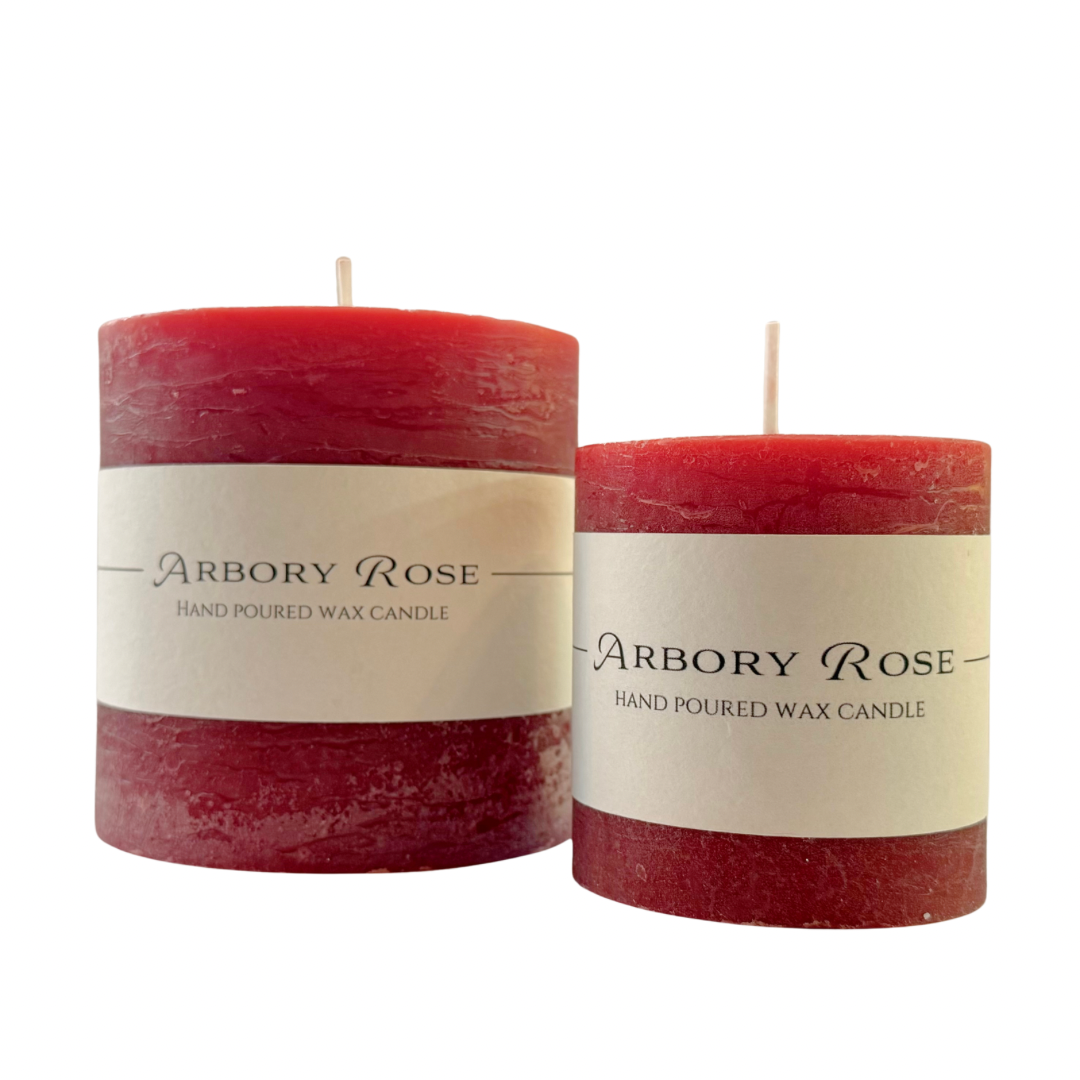 Rustic Red Pillar Candle