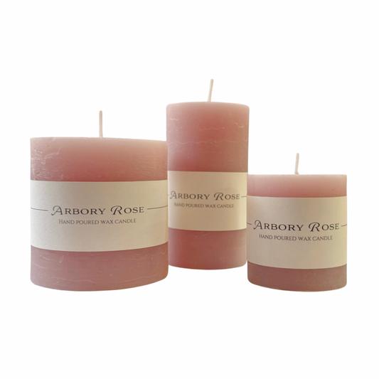 Rustic Pink Pillar Candle