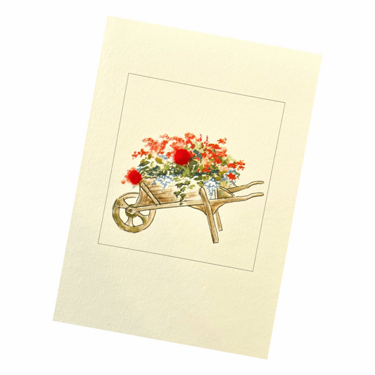 Hand Finished Birthday Card - Wheelbarrow of Flowers