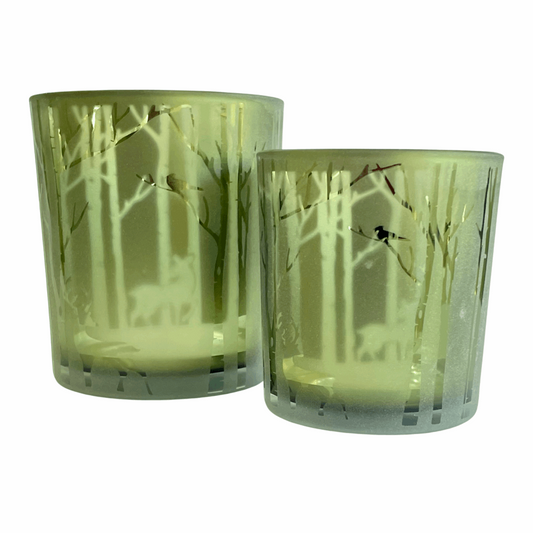 Green Candle Holder with Deer Decoration