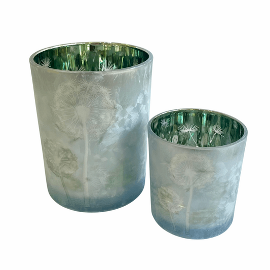 Floral Silver Grey Candle Holder