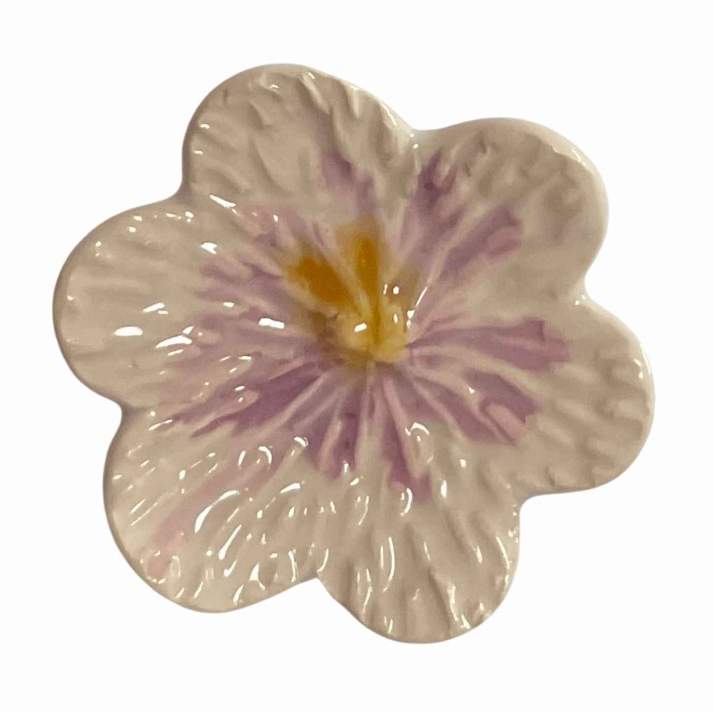 Handmade Ceramic African Violet Flower - White