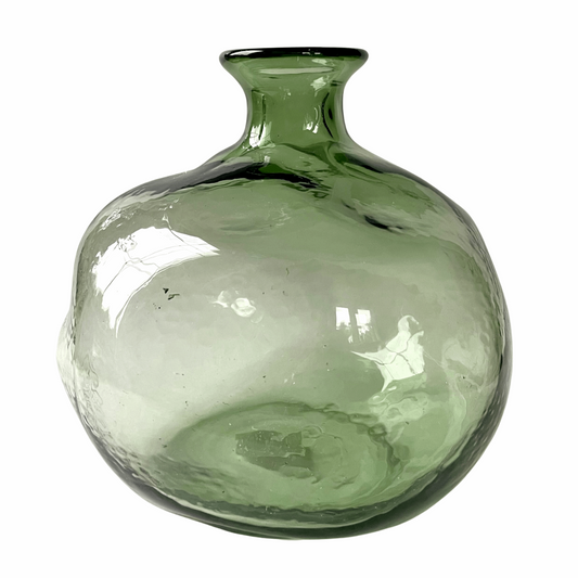 Green Glass Bulbous Vase