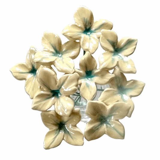 Handmade Ceramic Mini Hydrangea Flower - Teal Blue