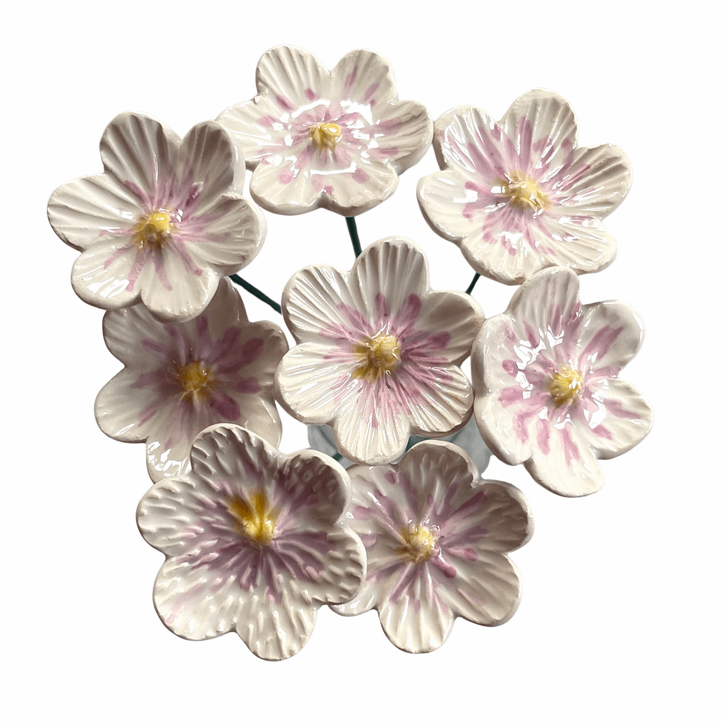 Handmade Ceramic African Violet Flower - White