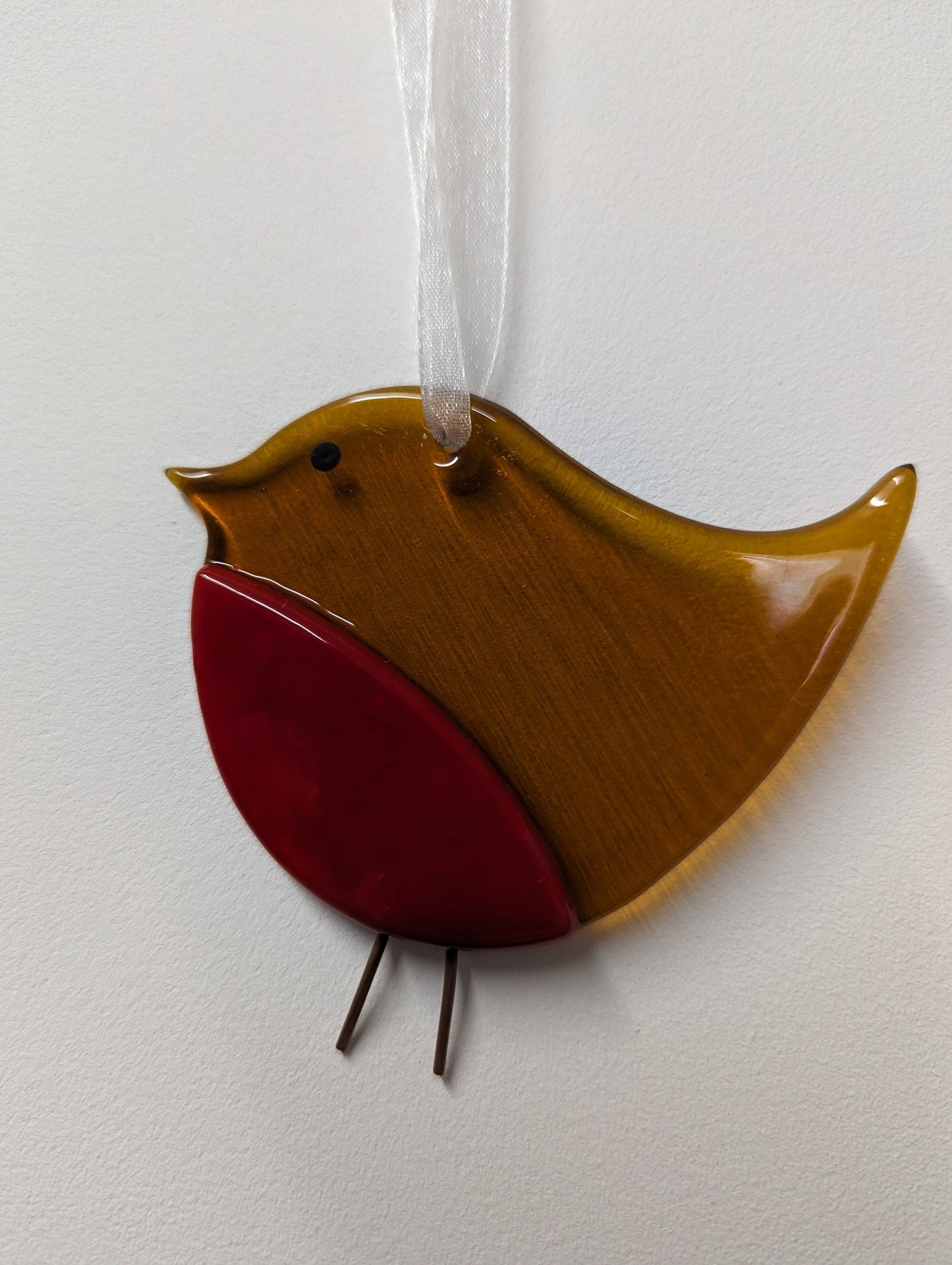 Handmade Fused Glass Robin Decorations - 2 Sizes Available: Small - Arbory Rose