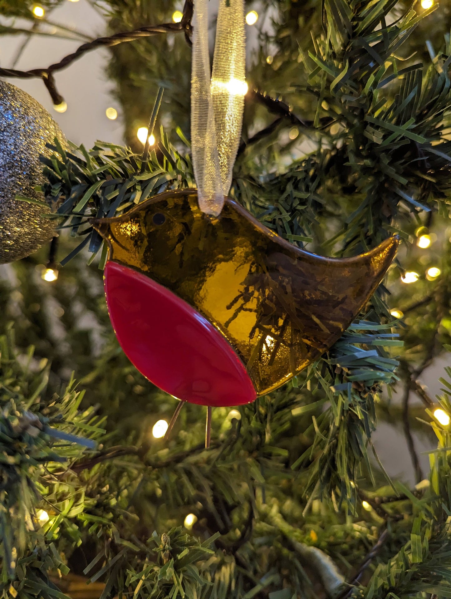 Handmade Fused Glass Robin Decorations - 2 Sizes Available: Small - Arbory Rose