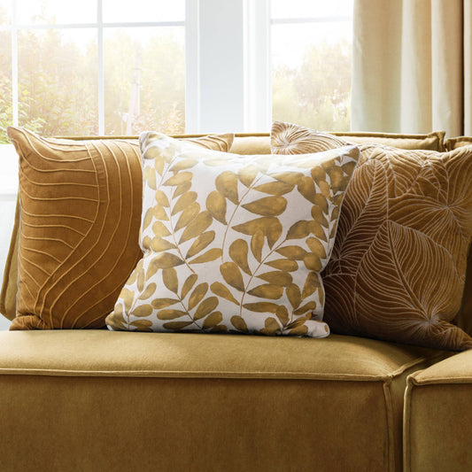 Rowan Printed Cushion Gold: Gold / Feather Filled / 50 x 50cm