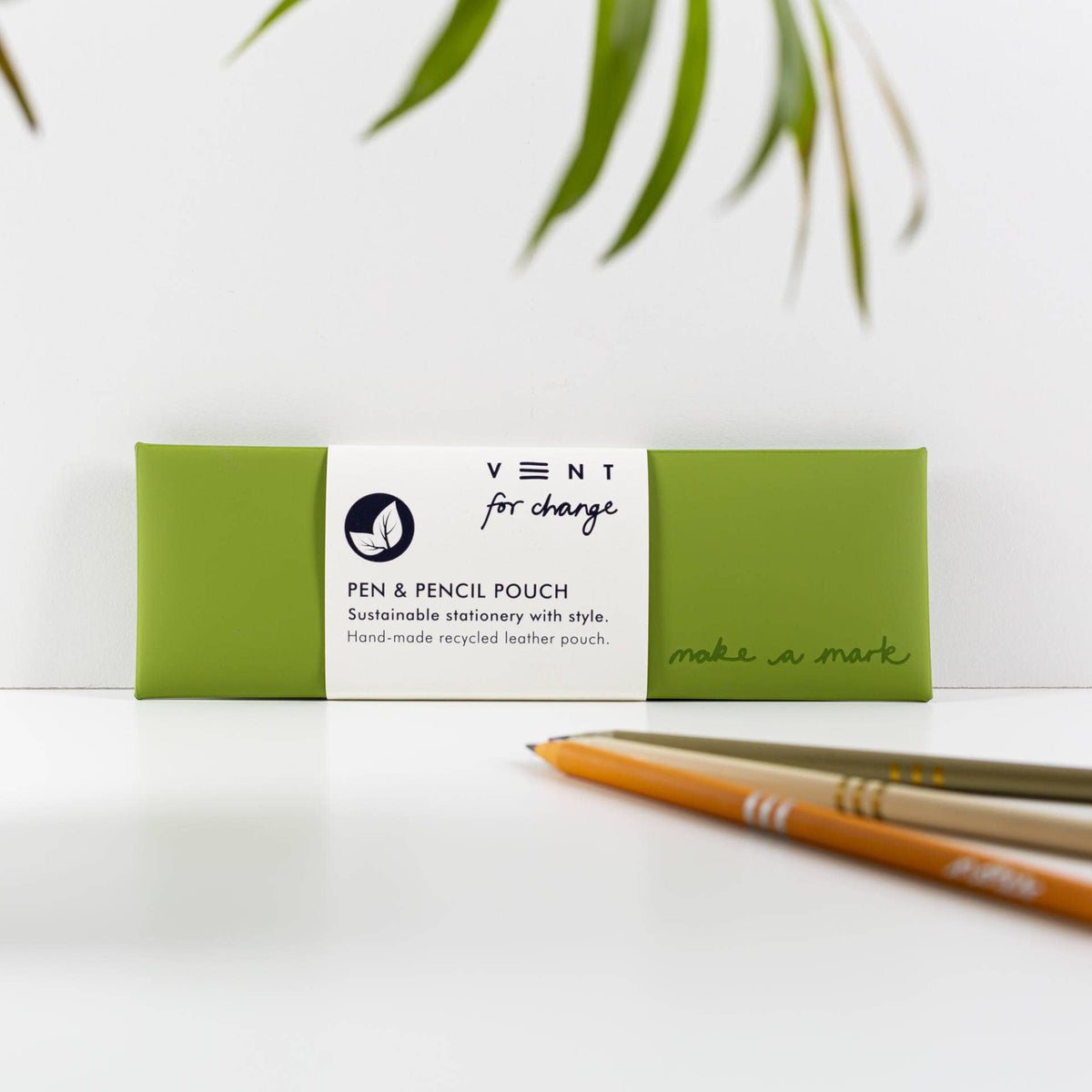 Pen / Pencil Pouch Recycled Leather - Green - Arbory Rose