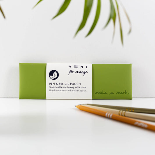 Pen / Pencil Pouch Recycled Leather - Green - Arbory Rose