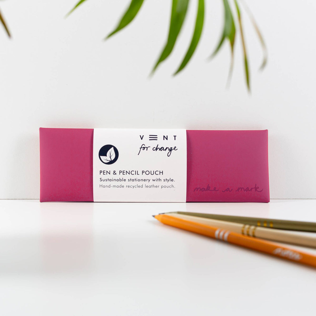 Pen / Pencil Pouch Recycled Leather - Pink - Arbory Rose