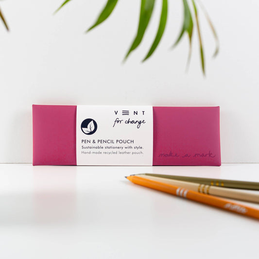 Pen / Pencil Pouch Recycled Leather - Pink - Arbory Rose